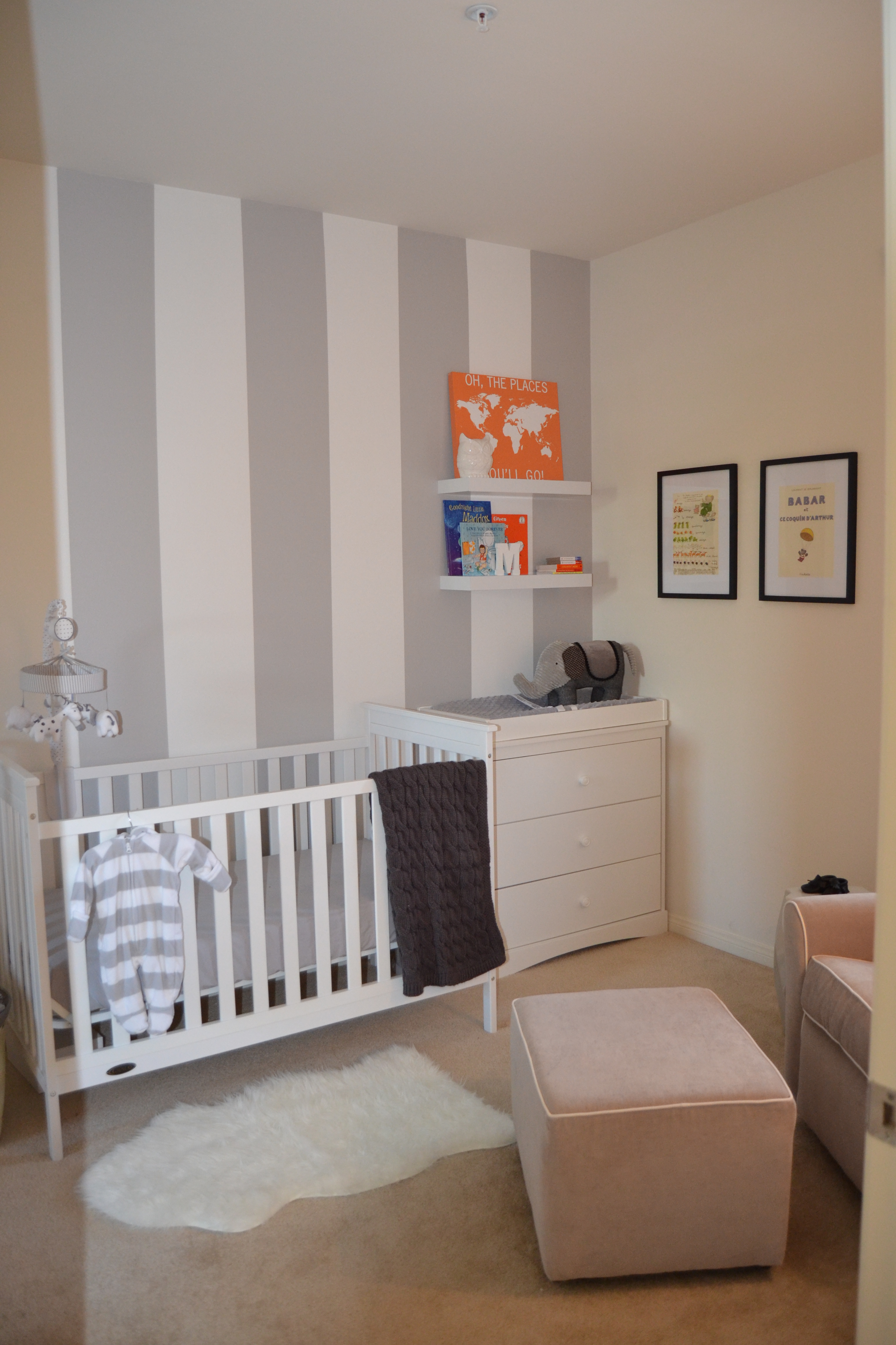 Grey, White and Orange Nursery Project Nursery