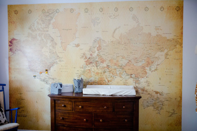 Map Accent Wall in Travel Themed Nursery - Project Nursery