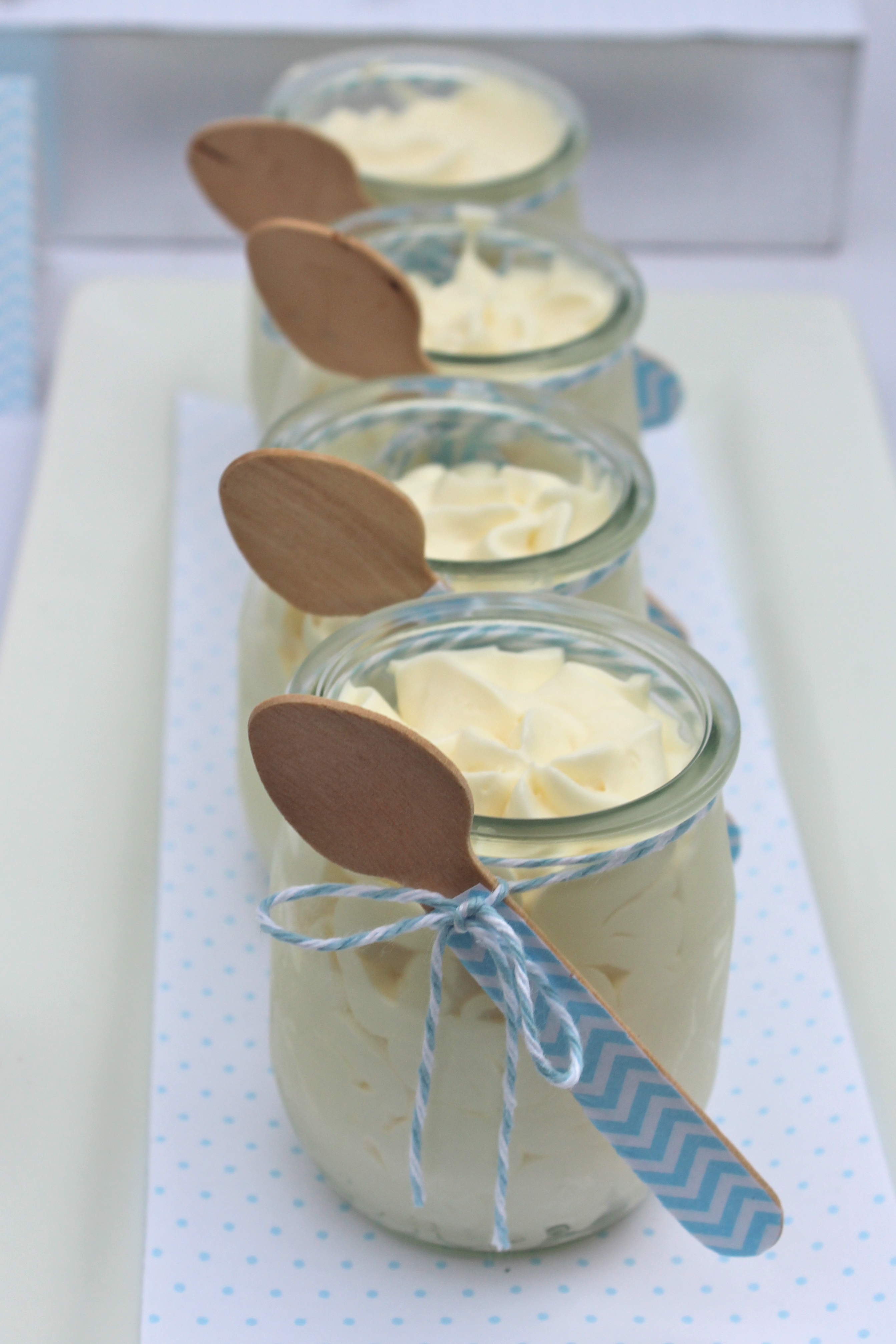White Chocolate Mousse in Mini Baby Food Jars