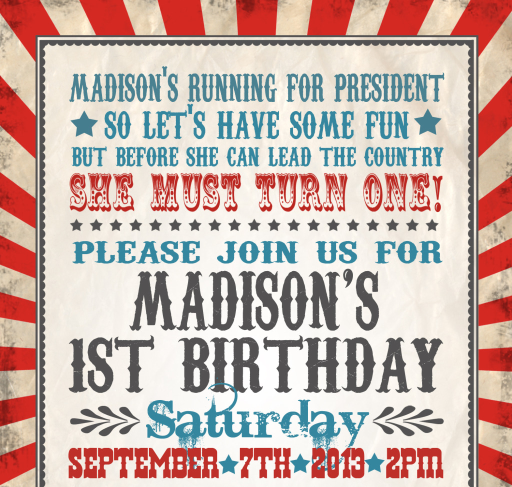 Presidential Themed Birthday Party Invitation