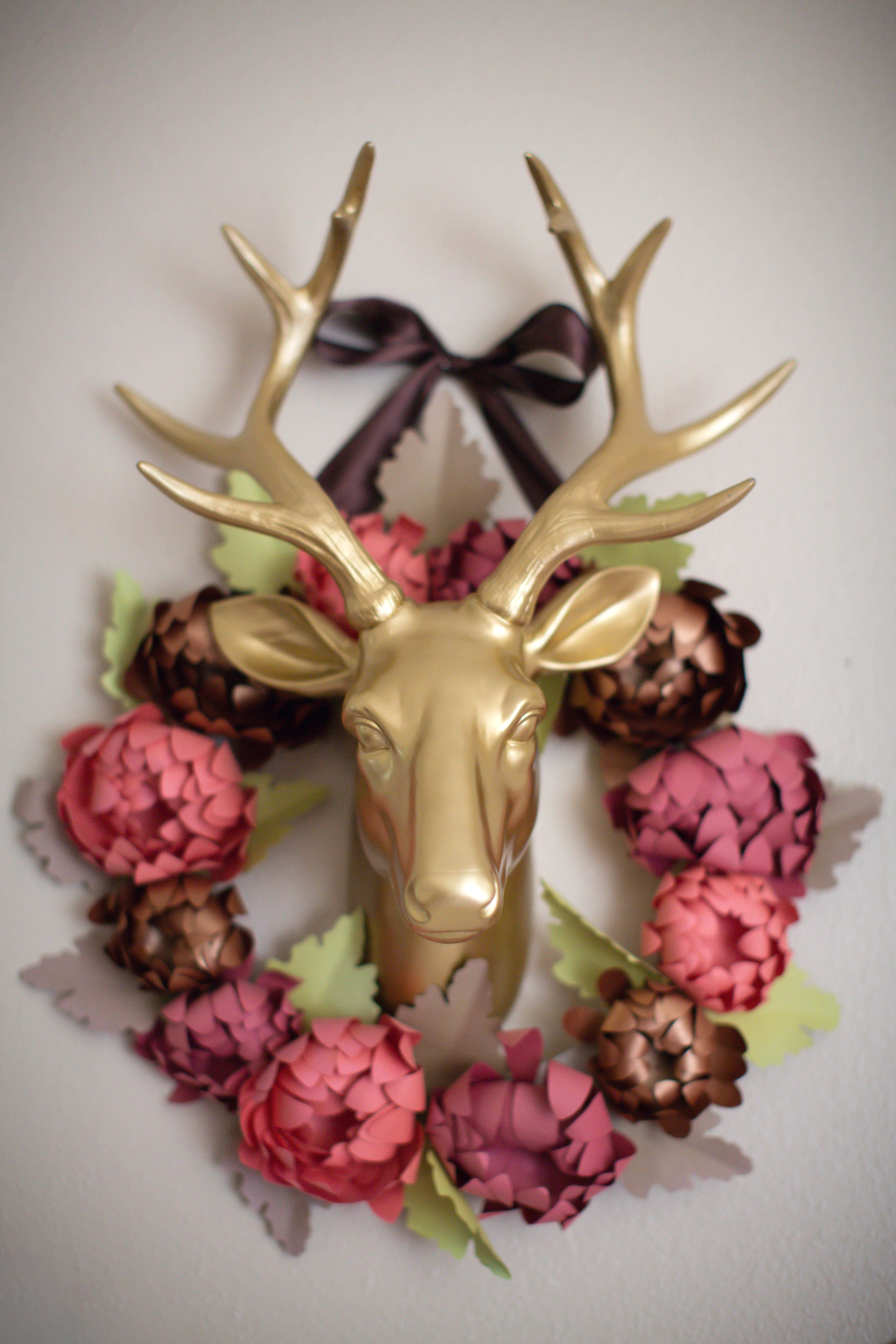 Gold Deer Antler Head in this Gold and Floral Nursery