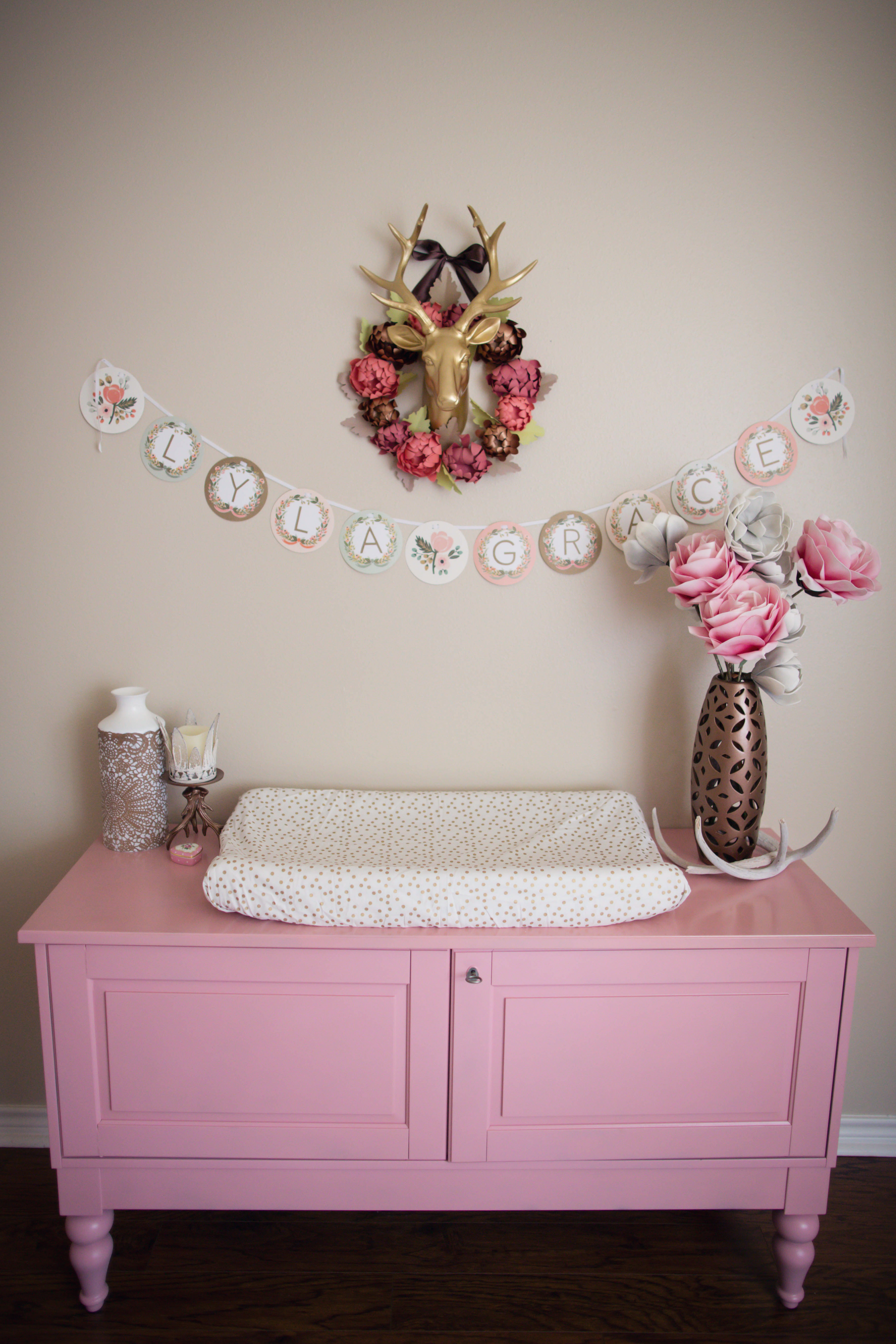 IKEA Changing Table Painted Pink