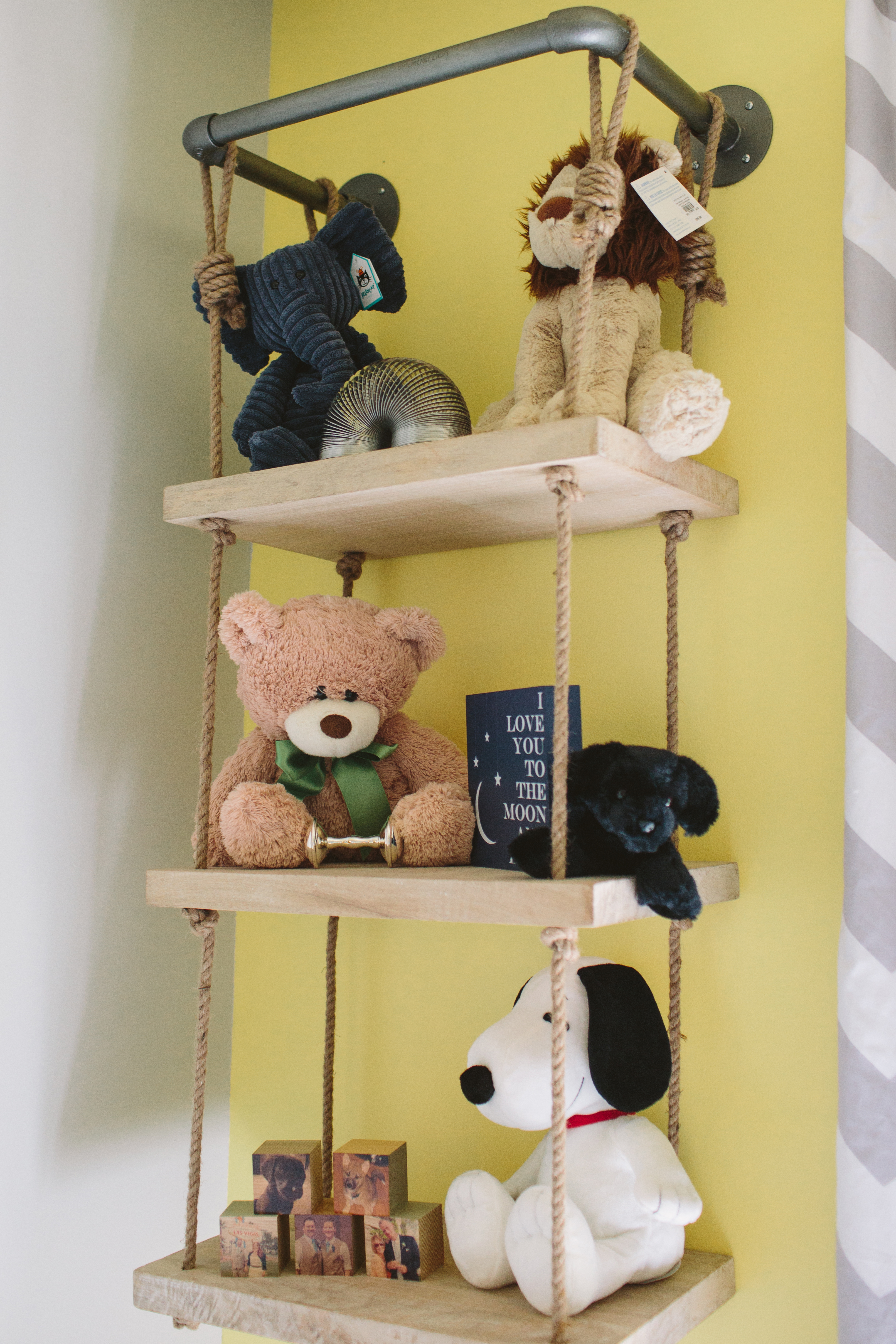 Wood Shelves Hanging from Rope