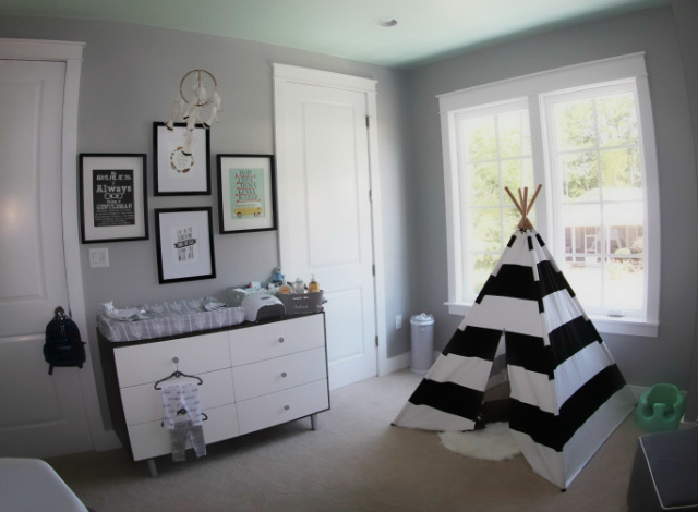 Black and White Teepee in Gray Nursery - Project Nursery