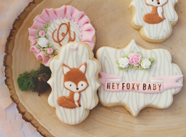 Fox Baby Shower Sugar Cookies