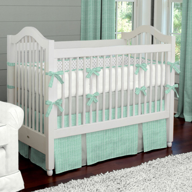 Mint Herringbone Crib Bedding Set by Carousel Designs