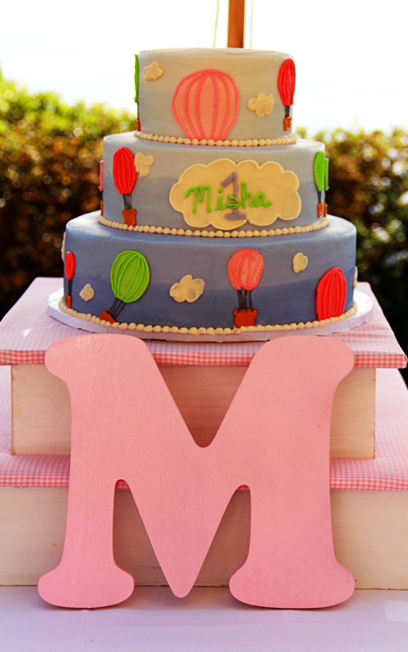 Hot Air Balloon Themed Birthday Party Cake