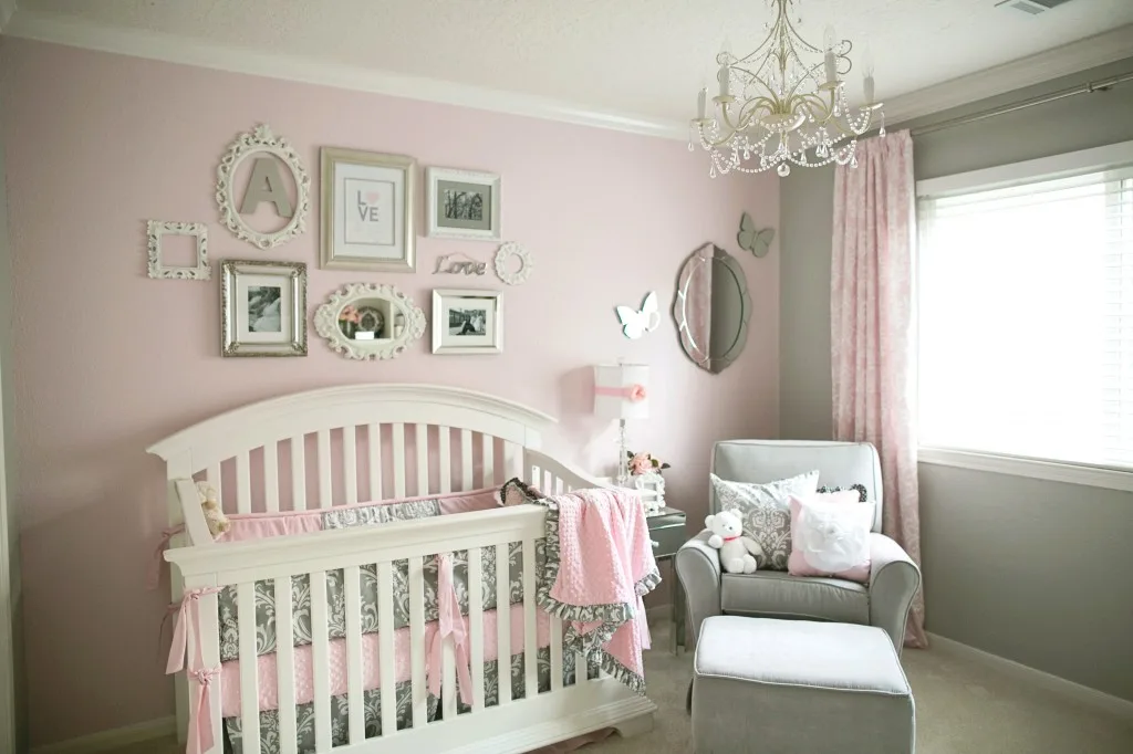 Pink and grey baby nursery sale ideas