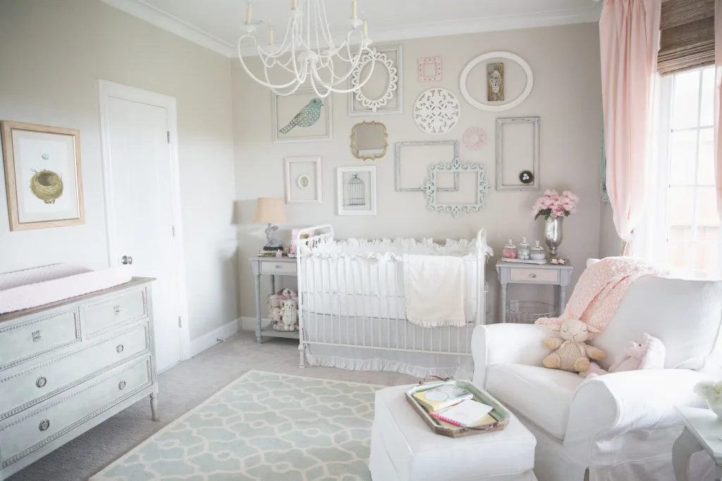 Grey and clearance pink baby nursery