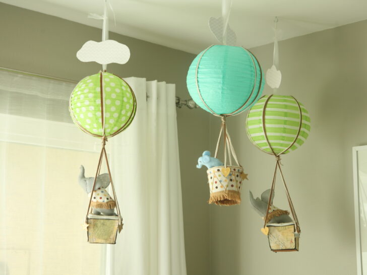 Hanging Hot Air Balloons in this Adventure Themed Nursery