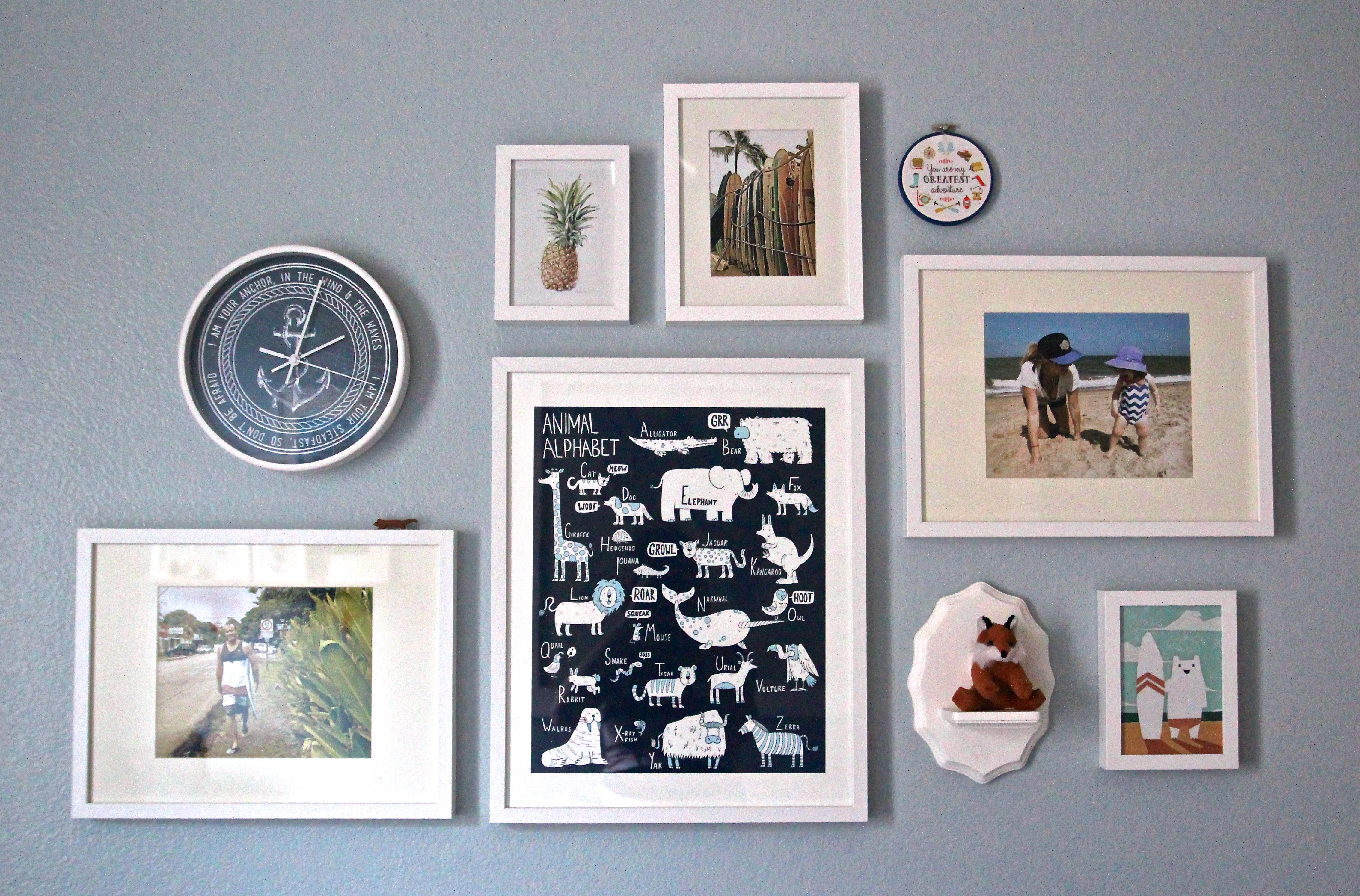 Surfer and World Themed Gallery Wall