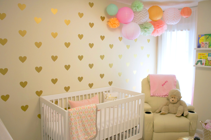Heart Decal Accent Wall in this Fun and Girly Nursery