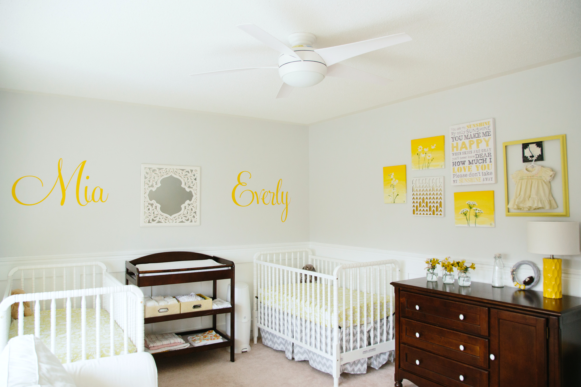 Yellow and Grey Twins Nursery