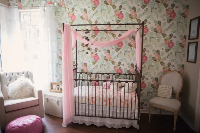 Feminine Nursery with Floral Wallpaper - Project Nursery