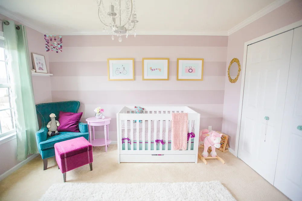 Purple and Teal Striped Nursery - Project Nursery