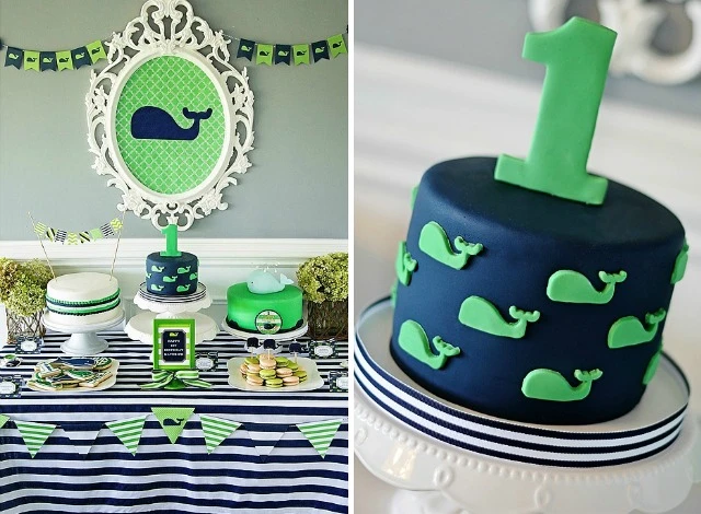 Navy Blue and Green Whale Birthday Party - Project Nursery