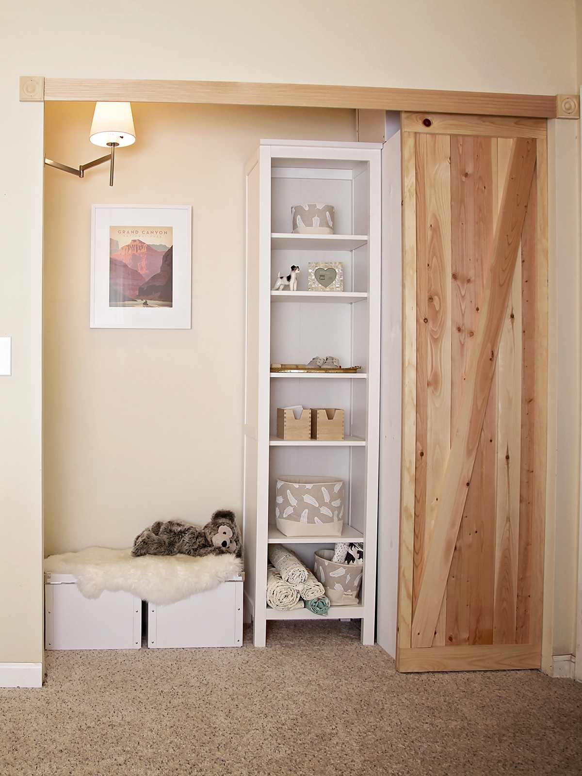 Reading Nook & Mini-Closet with DIY Barn Door