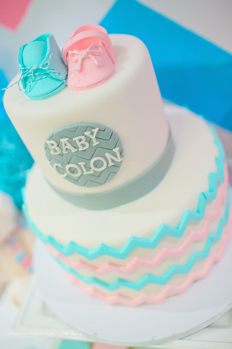 Chevron Baby Shower Cake for this Gender Reveal