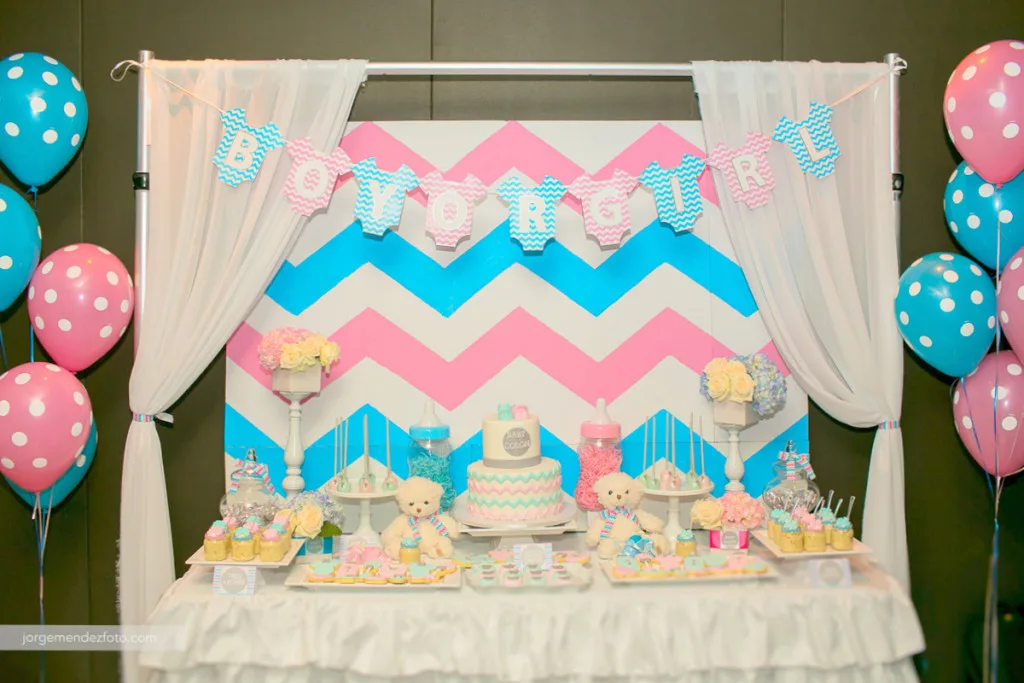 Pink and Blue Chevron Gender Reveal - Project Nursery