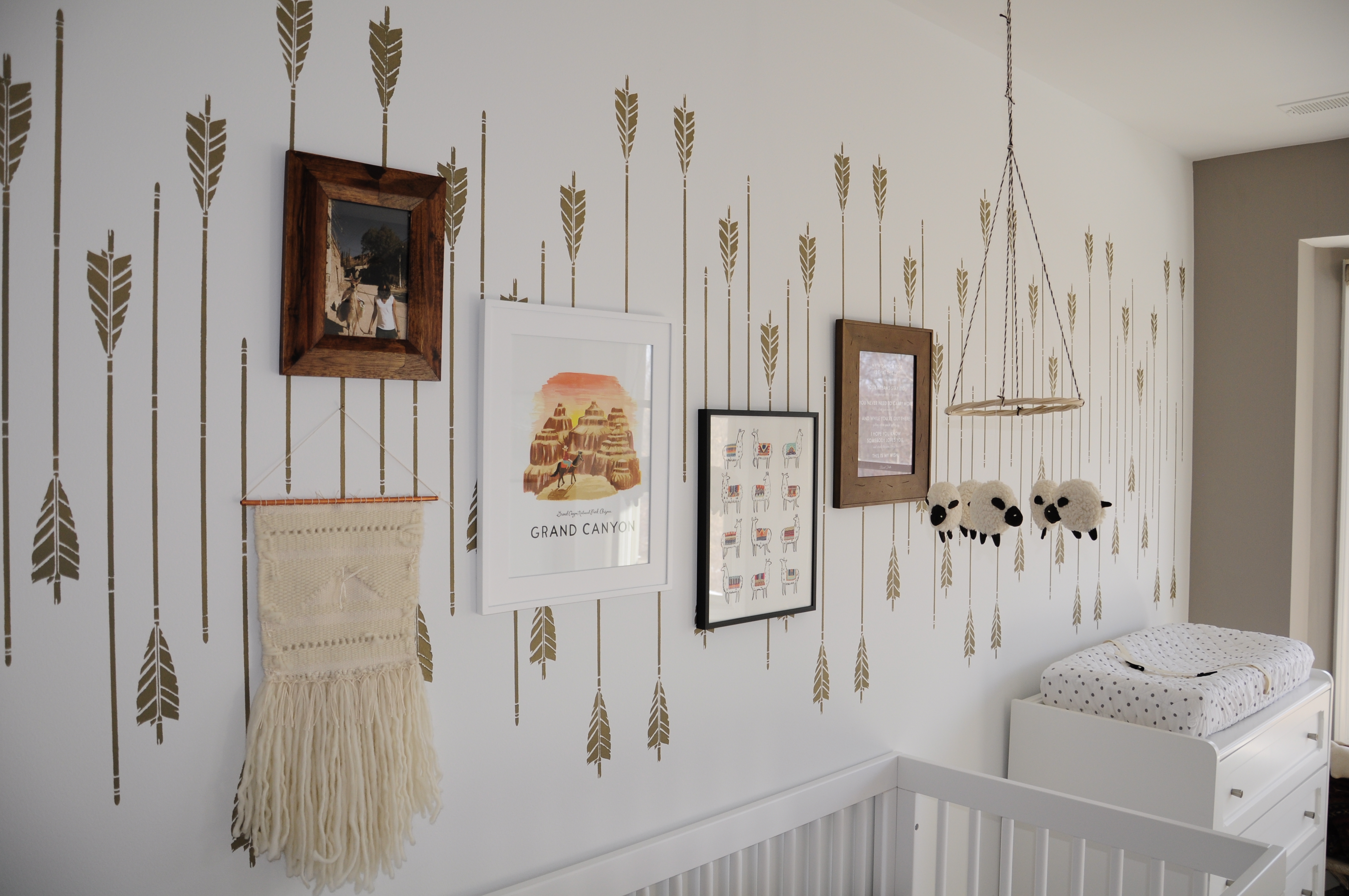 Hand Painted Wall Arrows in this Neutral Arrow Nursery