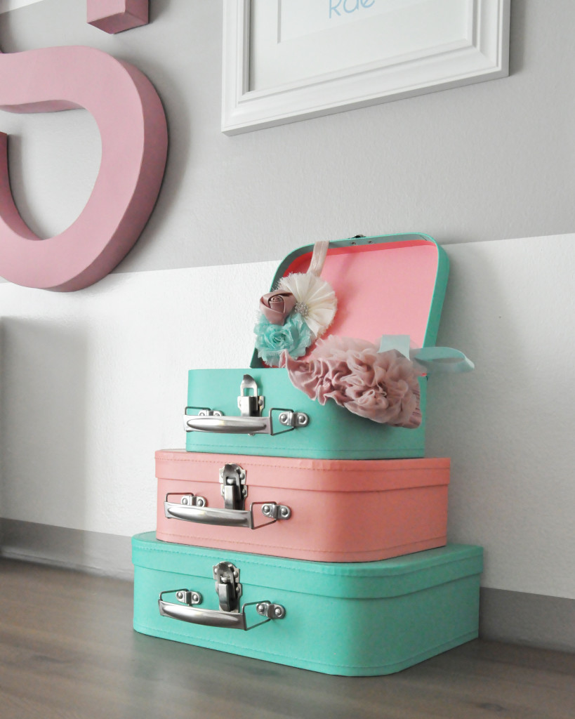 Pink and Teal Cardboard Suitcases