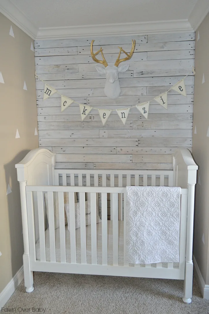 Rustic Nursery with White-Washed Pallet Wall - Project Nursery