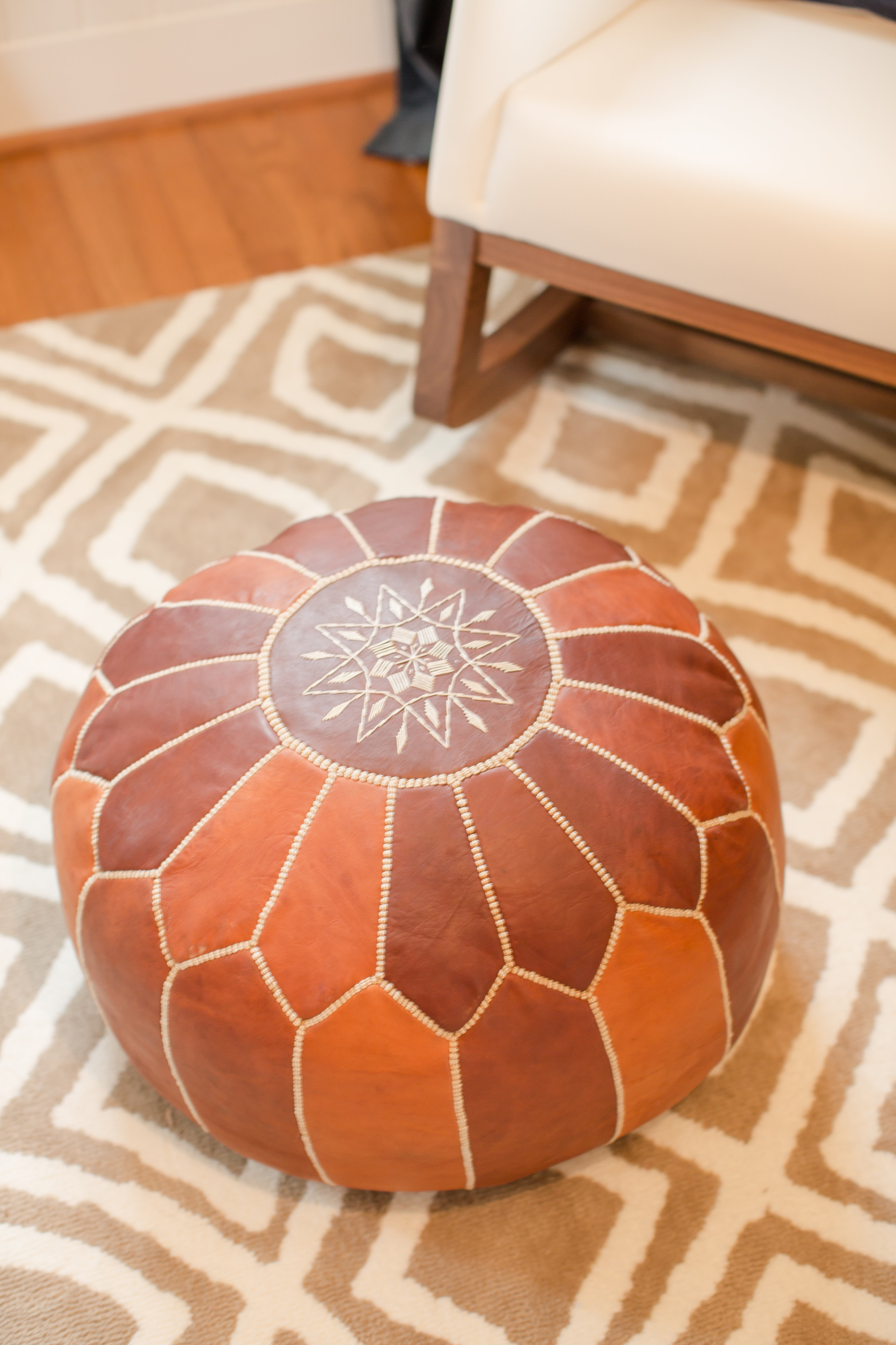 Leather Moroccan Pouf