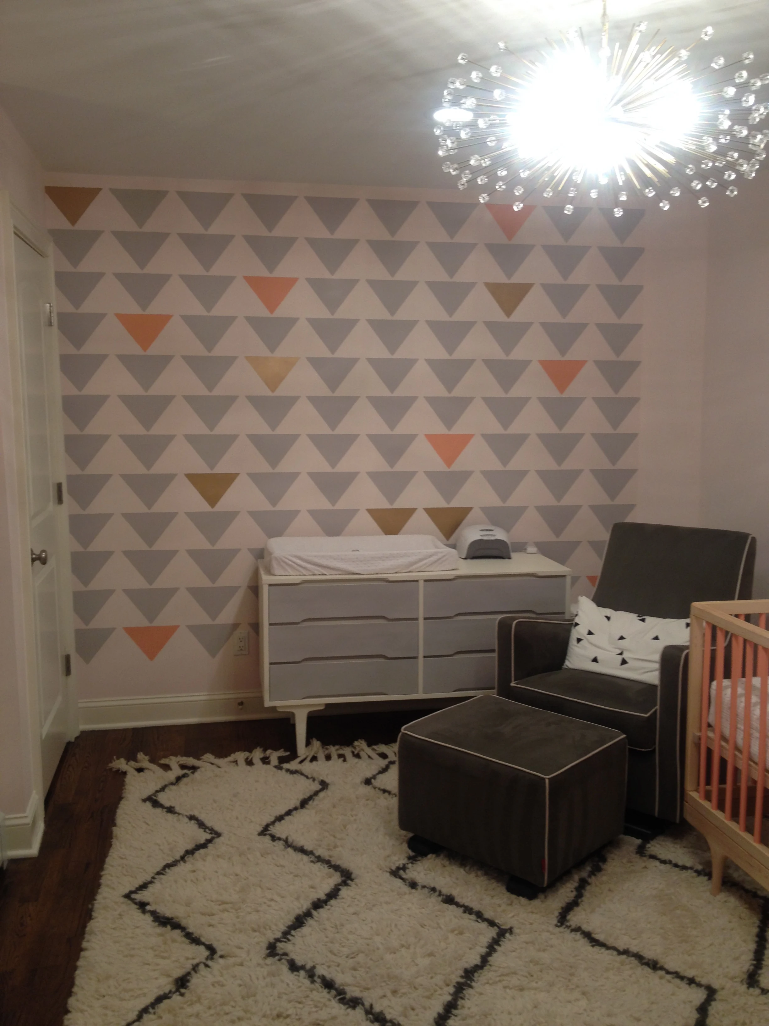 Triangle Stenciled Accent Wall
