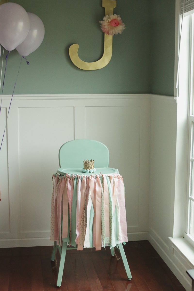 Mint and Pink 1st Birthday High Chair Decor