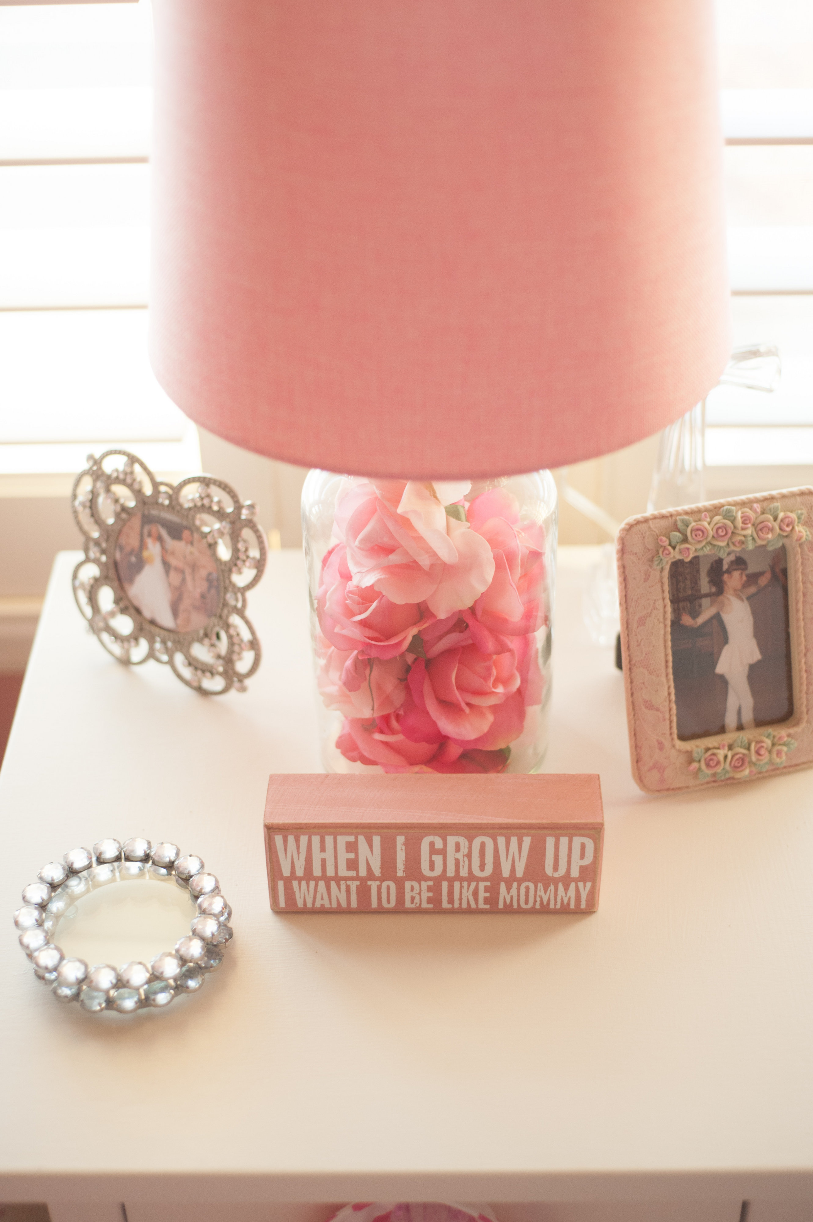 Pink Roses in Lamp