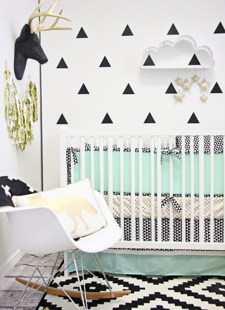 Modern Nursery with Triangle Wall Decals - Project Nursery