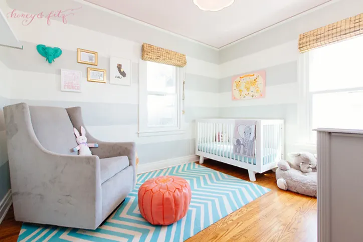 Modern Gray, Aqua and Coral Safari Nursery - Project Nursery