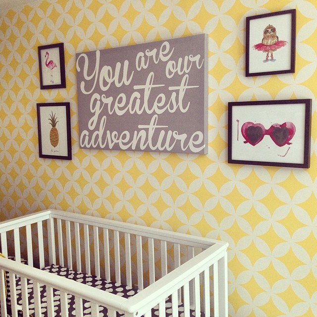 Yellow Nagoya Stenciled Accent Wall