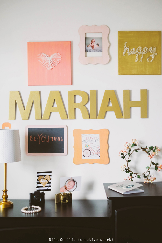 Peach, Coral, Pink and Gold Gallery Wall