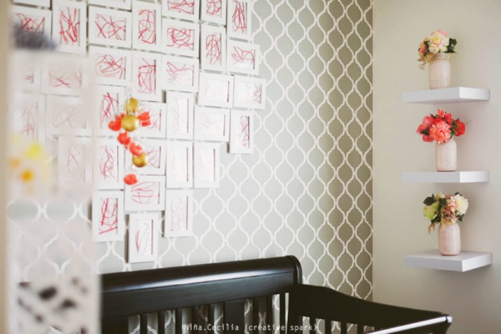 Modern Girl's Nursery with Stenciled Accent Wall - Project Nursery