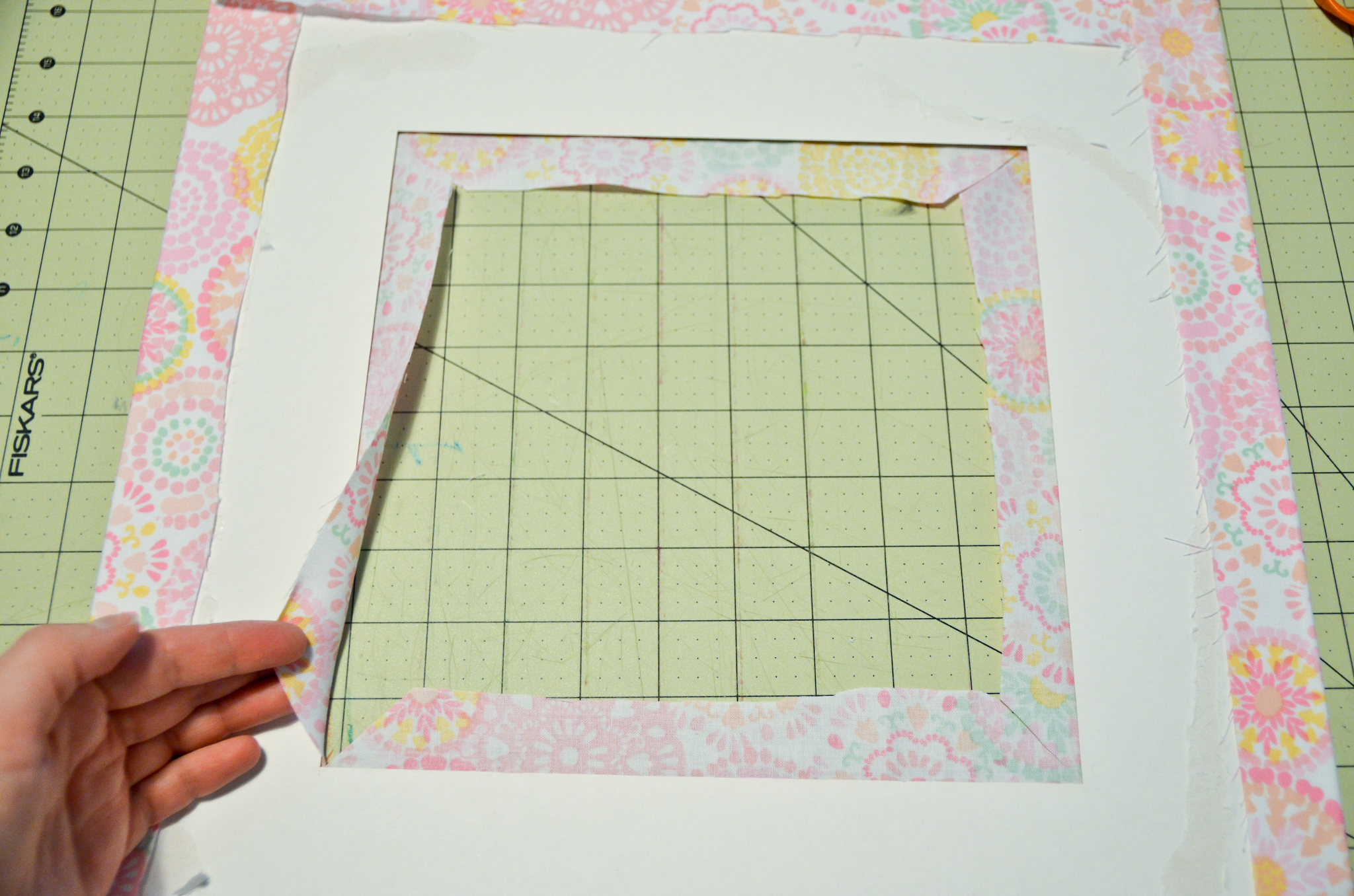 Fabric-Covered Mat for Framed Nursery Art
