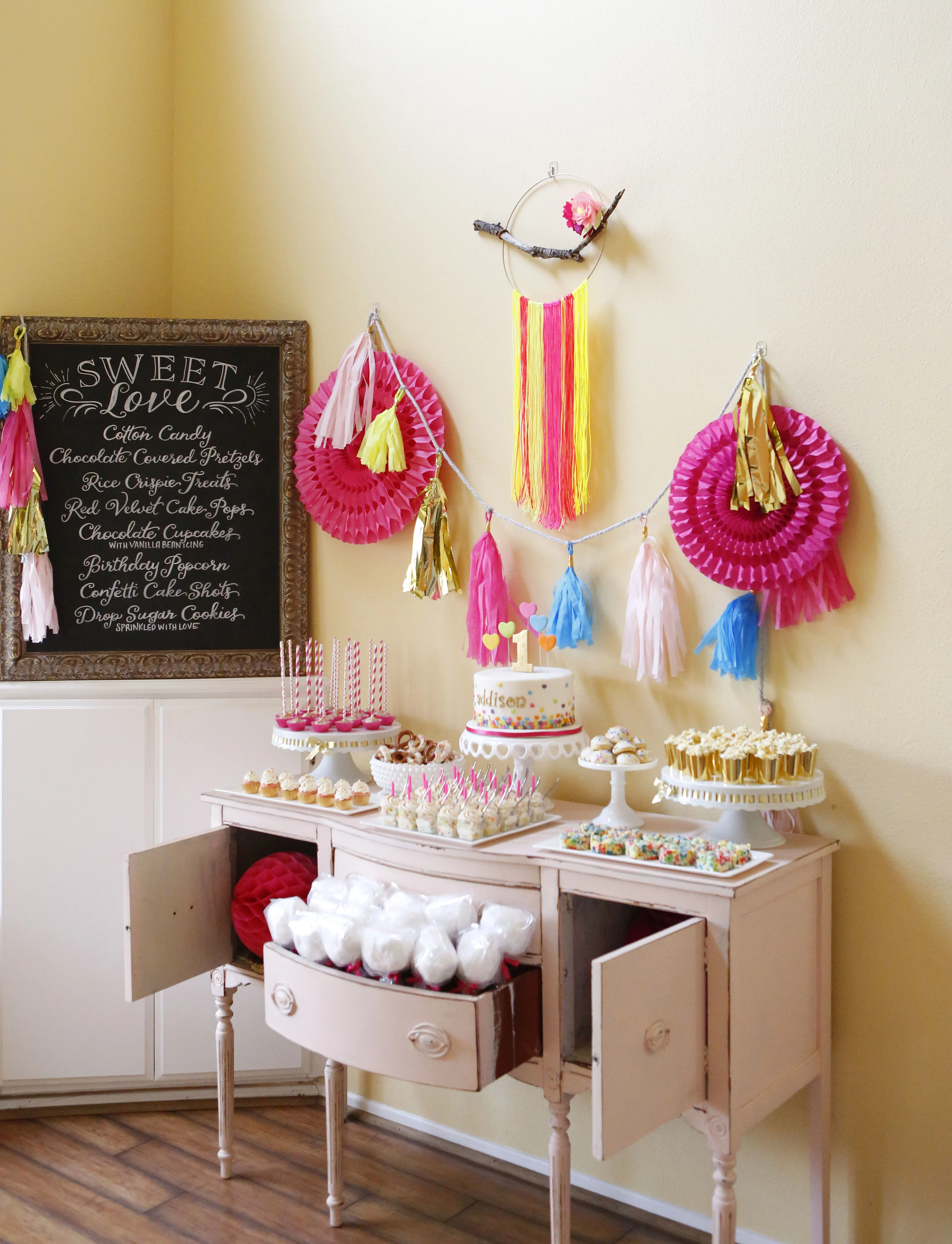Sprinkled with Love First Birthday Party Dessert Table
