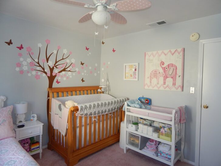 Gray and Pink Elephant Nursery