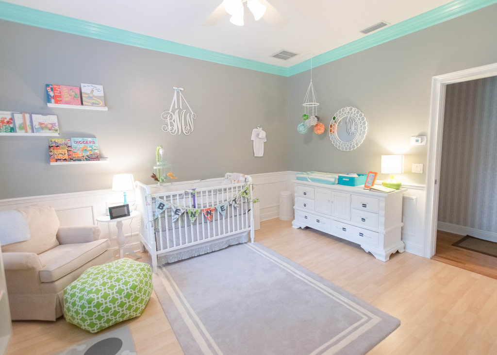 mint green and grey nursery