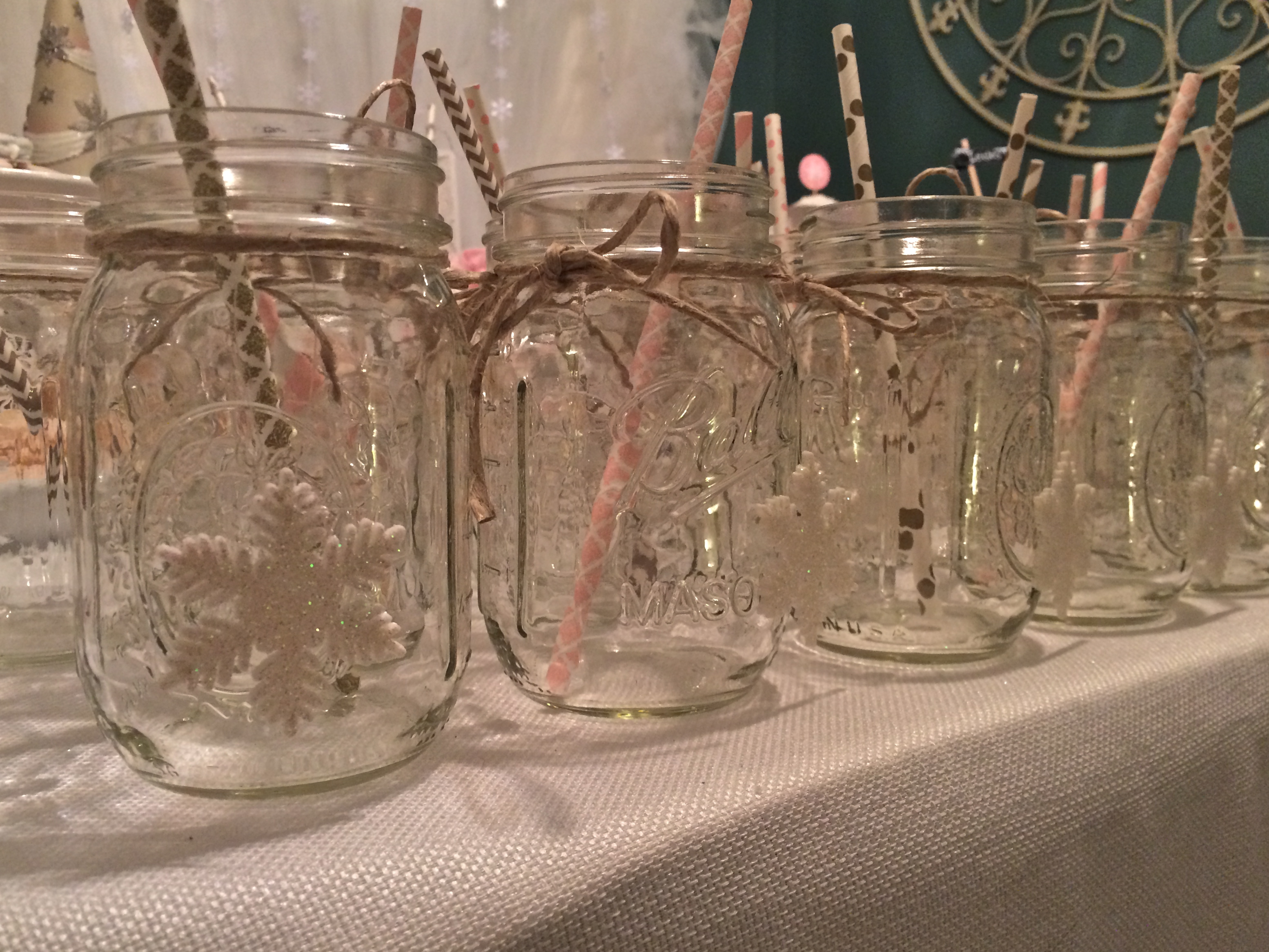 Winter ONEderland Themed Mason Jars