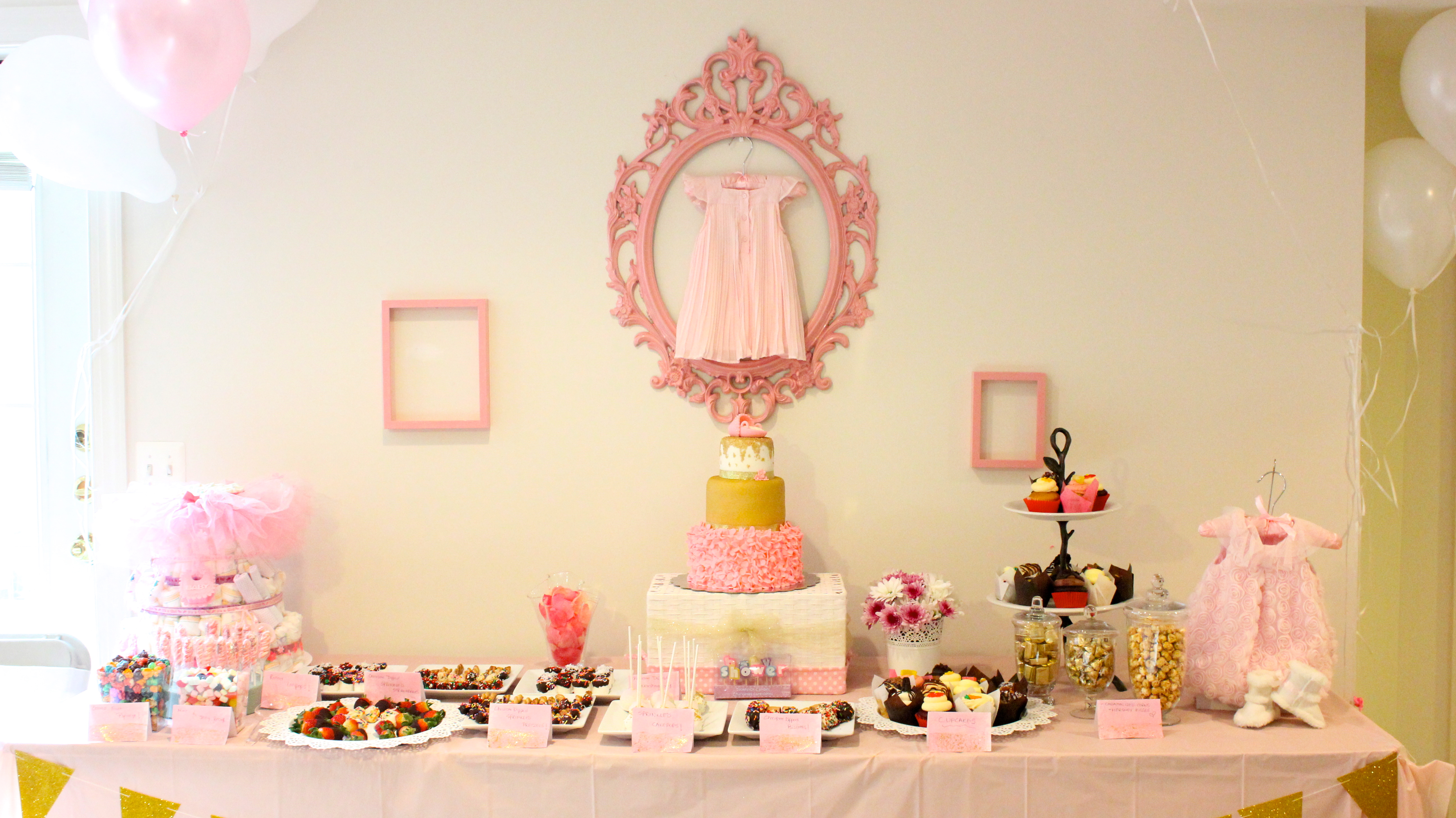 Pink and Gold Baby Sprinkle Dessert Table