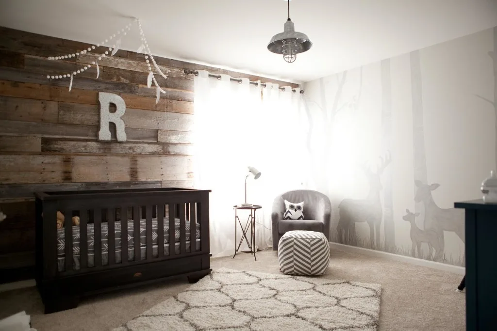 Rustic Modern Boys Nursery with Wood Accent Wall - Project Nursery