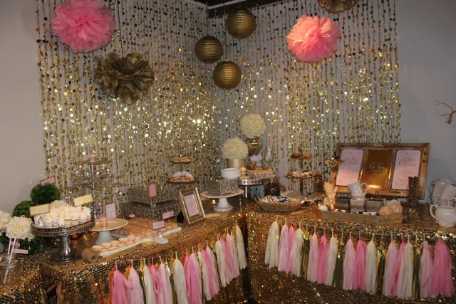 Pink and Gold Baby Shower Dessert Table
