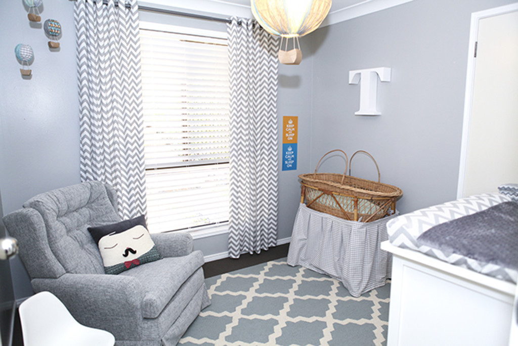 blue and grey nursery decor