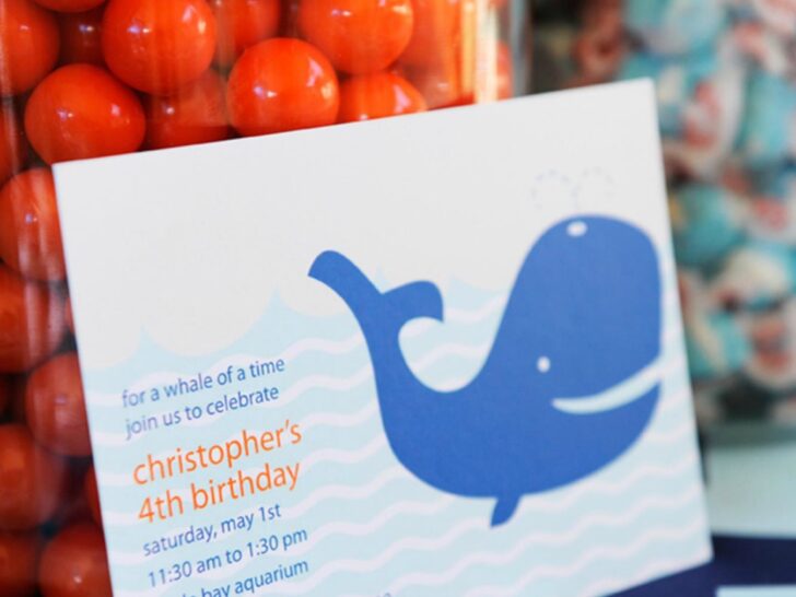 Whale Themed Birthday Party Invitation