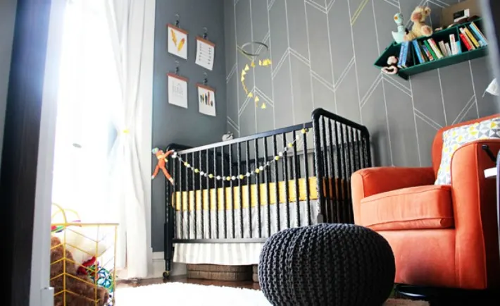 Modern Nursery with Gray Arrow Accent Wall - Project Nursery