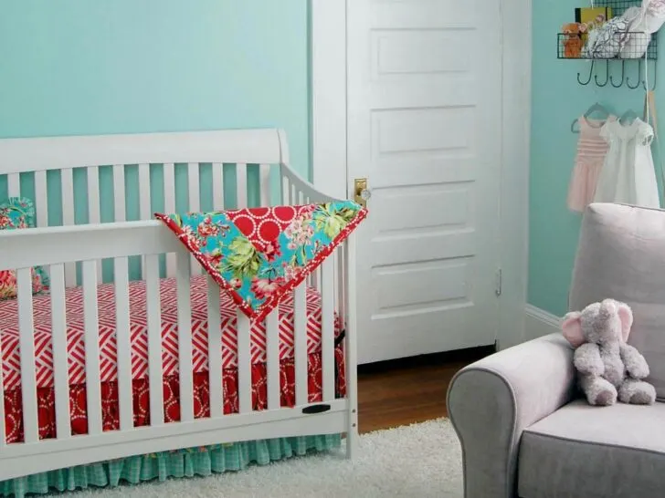 Coral and Aqua Crib Bedding from Studio Slumber