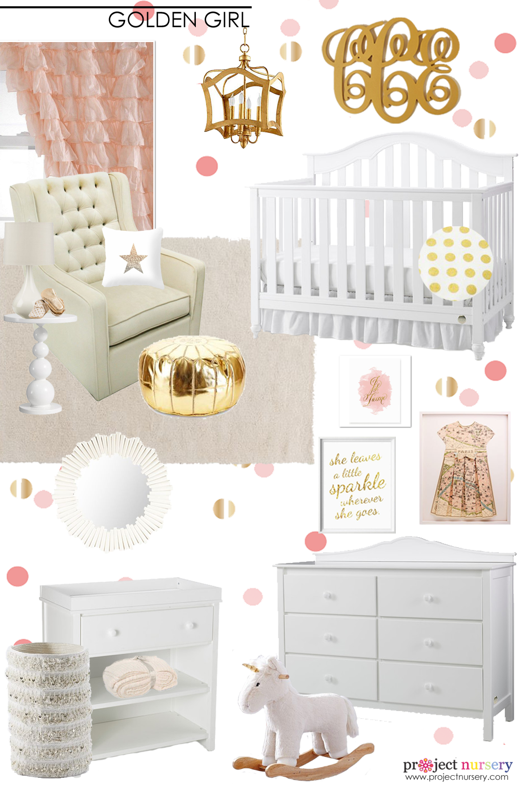  Pink and Gold Nursery Design Board - Project Nursery