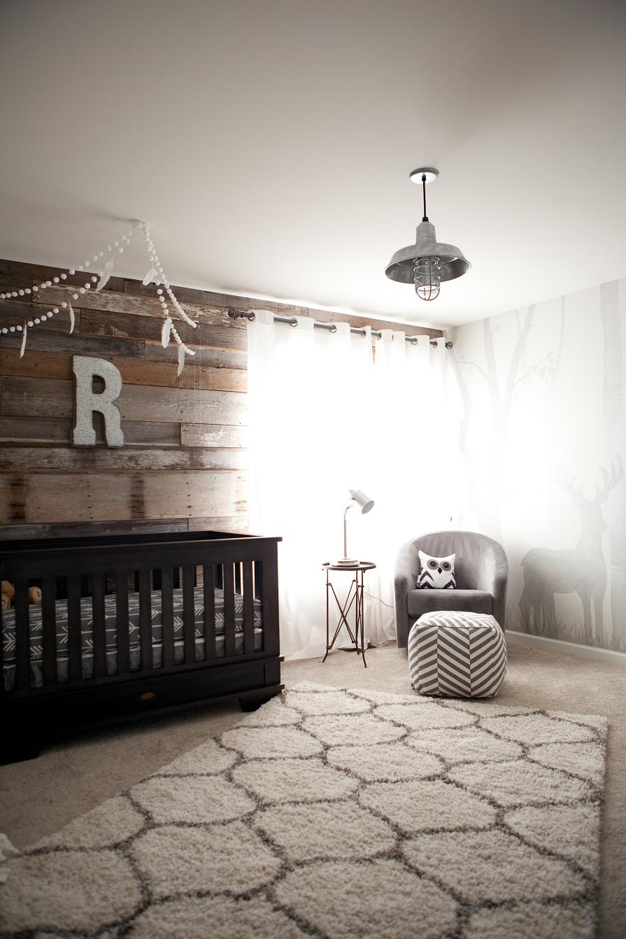 Wooden Pallet Wall in this Modern Rustic Outdoor Inspired Nursery