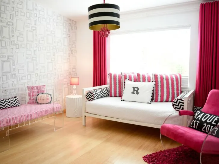 Modern Hot Pink and White Girl's Nursery